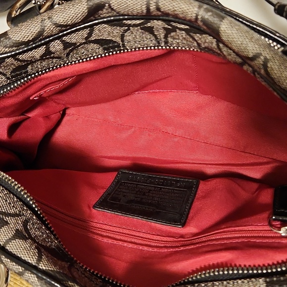 Coach Signature Black and Grey Leather Satchel Bag EUC - Picture 3 of 6